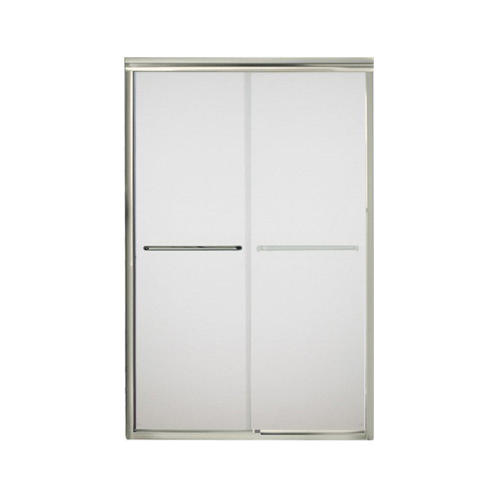 Sterling Nickel Frameless Sliding Shower Door with Frosted Clear Glass 
