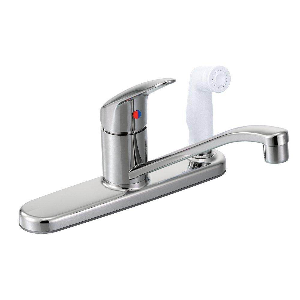 Cleveland Faucet Group Polished Chrome/White Single Handle Lever Deck Mount Service Faucet 