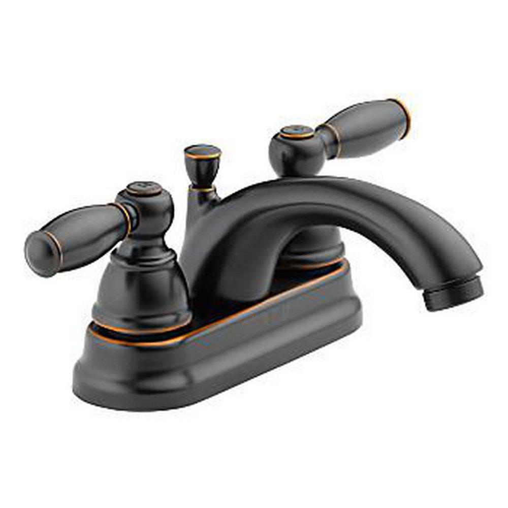 Peerless&reg; Oil Rubbed Bronze Two Handle Centerset Bathroom Sink Faucet 