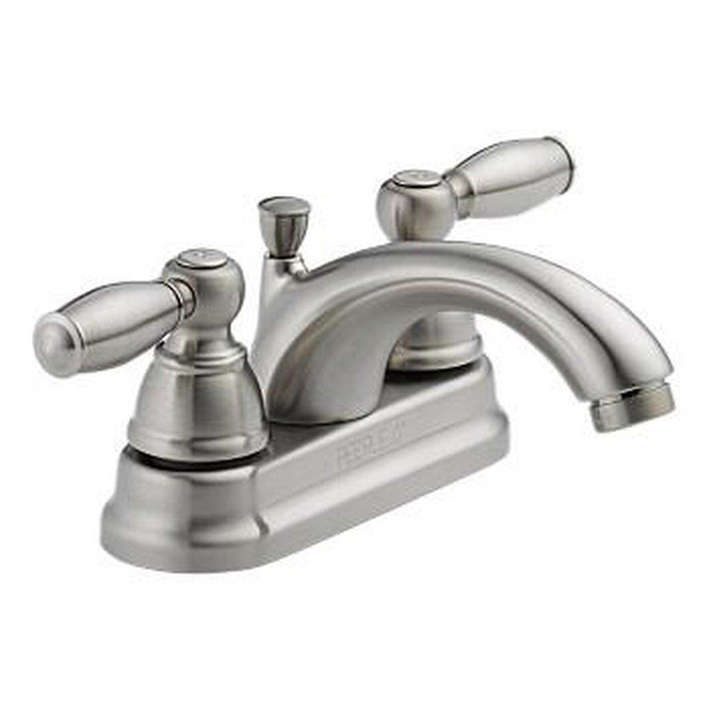 Peerless&reg; Brilliance Brushed Nickel Two Handle Centerset Bathroom Sink Faucet 