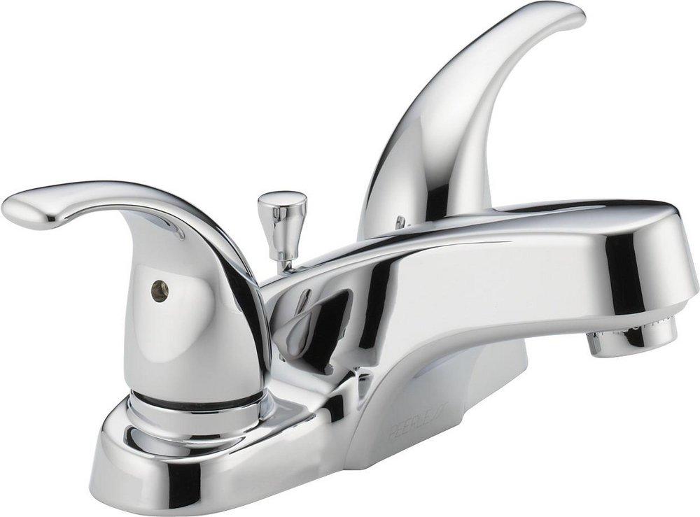 Peerless&reg; Polished Chrome Two Handle Centerset Bathroom Sink Faucet 