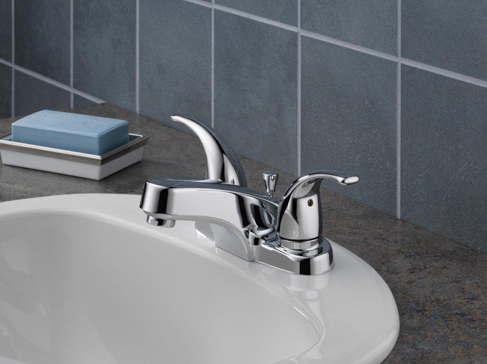 Peerless&reg; Polished Chrome Two Handle Centerset Bathroom Sink Faucet 