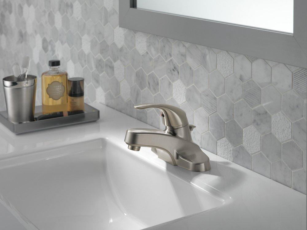 Peerless&reg; Brilliance&reg; Brushed Nickel Single Handle Centerset Bathroom Sink Faucet 