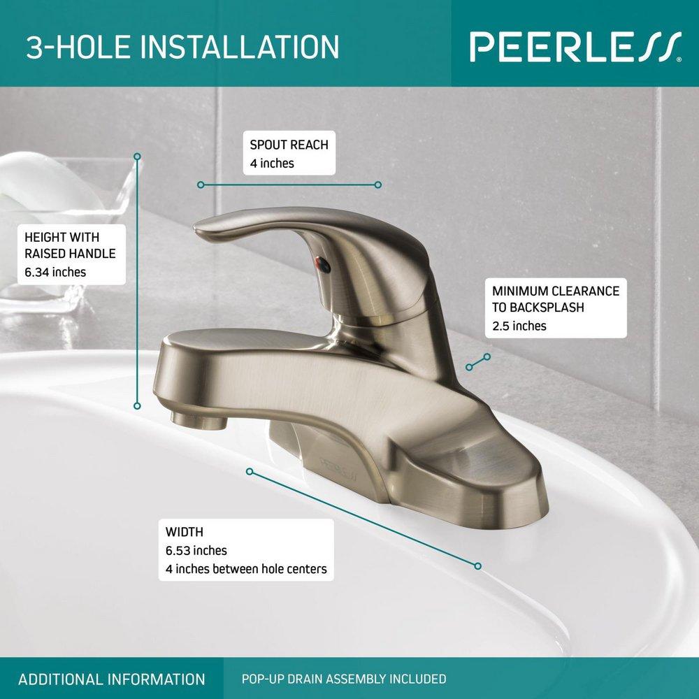Peerless&reg; Brilliance&reg; Brushed Nickel Single Handle Centerset Bathroom Sink Faucet 