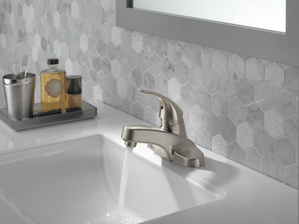 Peerless&reg; Brilliance&reg; Brushed Nickel Single Handle Centerset Bathroom Sink Faucet 