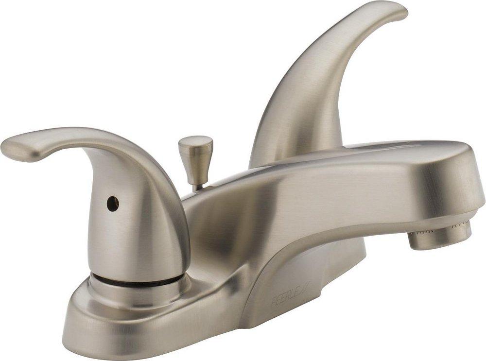 Peerless&reg; Brilliance&reg; Brushed Nickel Two Handle Centerset Bathroom Sink Faucet 