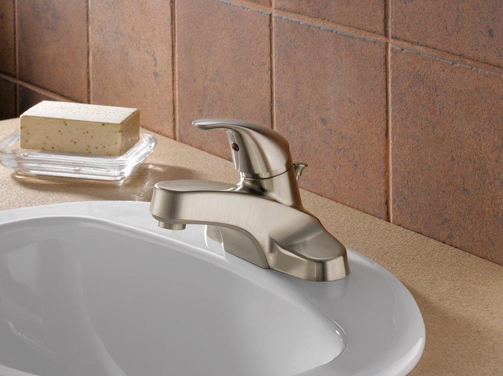 Peerless&reg; Brilliance&reg; Brushed Nickel Single Handle Centerset Bathroom Sink Faucet 