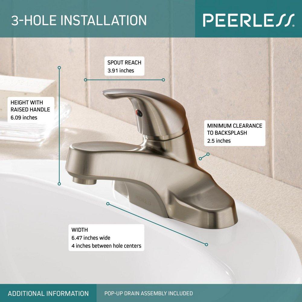Peerless&reg; Brilliance&reg; Brushed Nickel Single Handle Centerset Bathroom Sink Faucet 