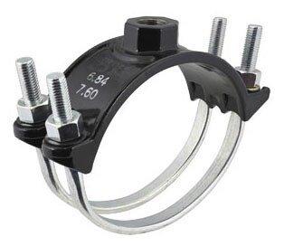 Ford Meter Box 10 in. CC Ductile Iron Black Double Strap Saddle 