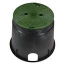 10 in. Polyolefin Round Meter Box with Overlapping Solid Cover - Water