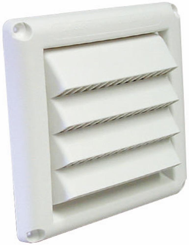 Deflecto White 8 in. White Louvered Hood 