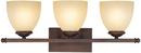 9 in. 100W 3-Light Vanity Fixture in Burnished Bronze with Mist Scavo Glass Shade