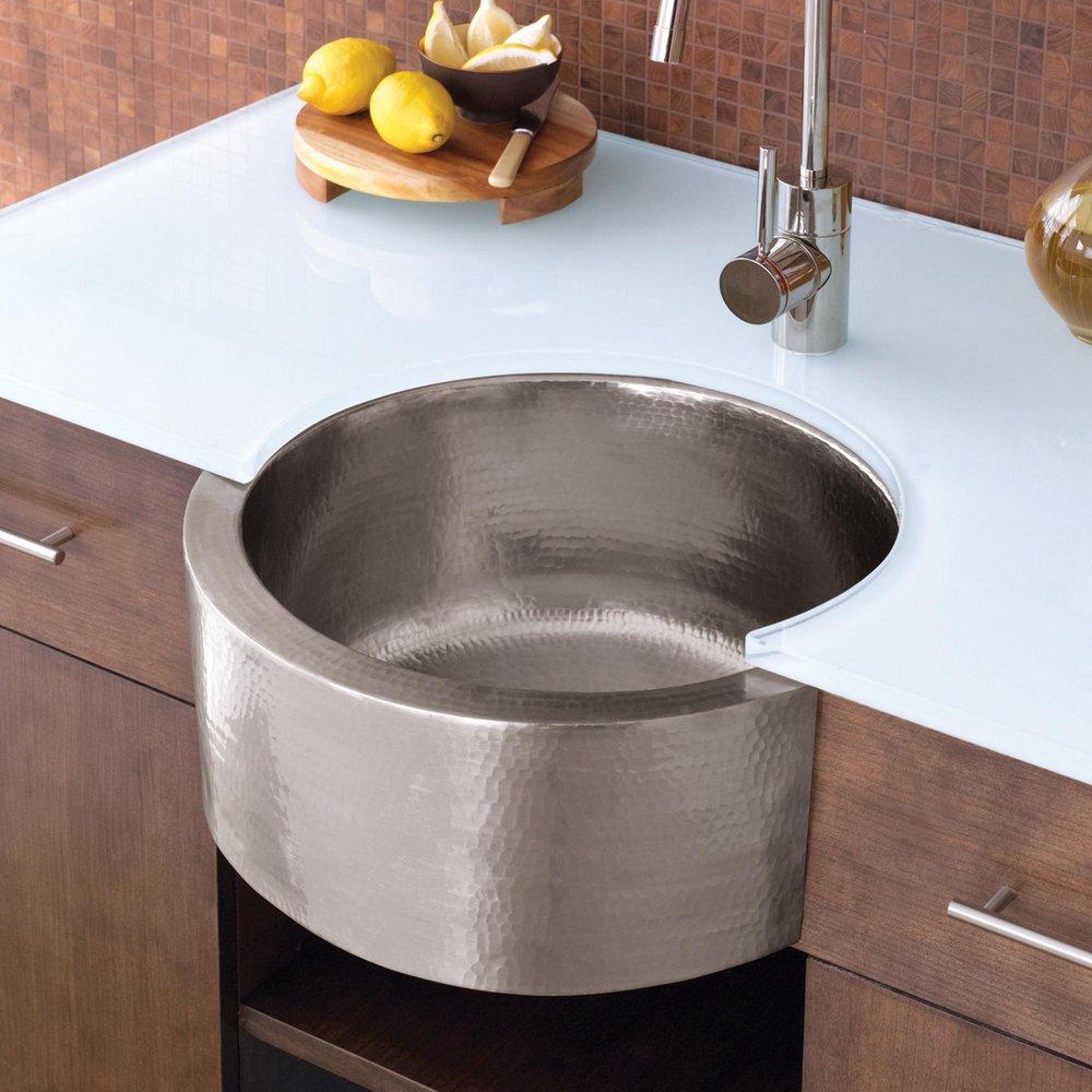 Native Trails Brushed Nickel No-Hole Round Undermount Sink 