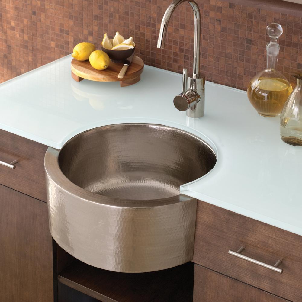 Native Trails Brushed Nickel No-Hole Round Undermount Sink 