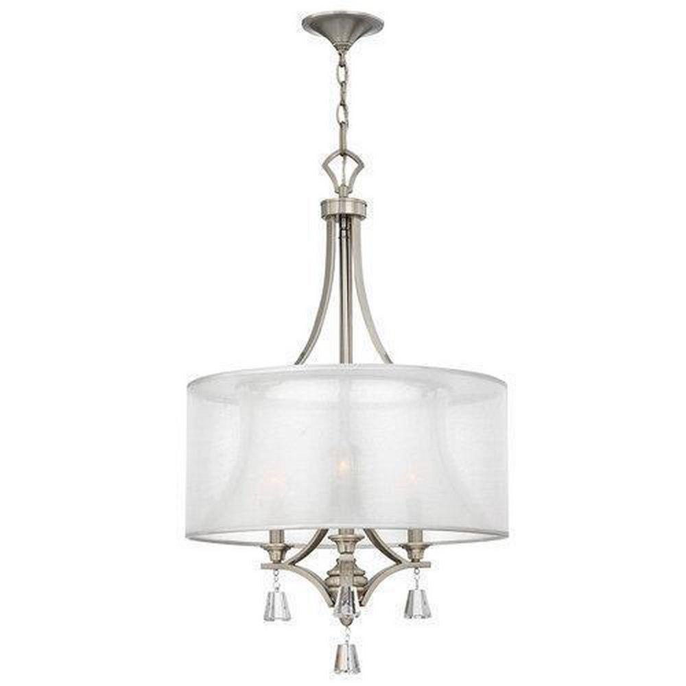 Fredrick Ramond Brushed Nickel 60 W 3-Light Candelabra Pendant Chandelier 