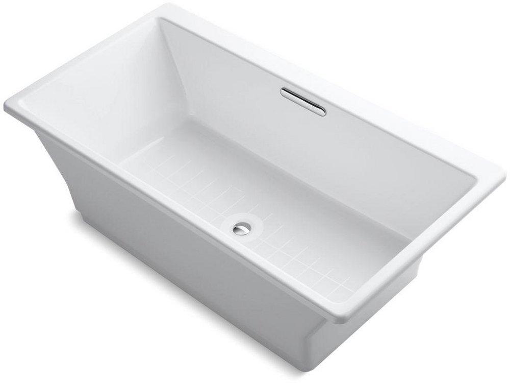 KOHLER White 66-15/16 x 36 in. Soaker Freestanding Bathtub with Center Drain 