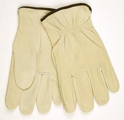 M Size Grain Leather Driver Gloves in Cream and Black