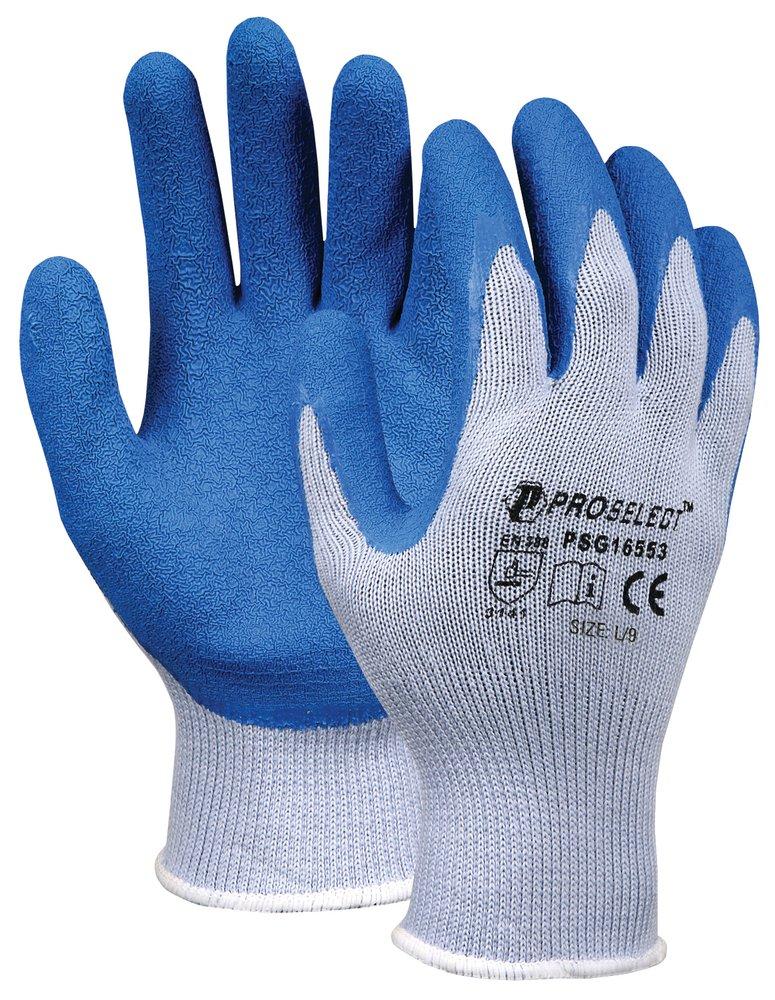 PROSELECT&reg; Grey Latex Dipped Cotton and Plastic Chemical Resistant Gloves in Grey 