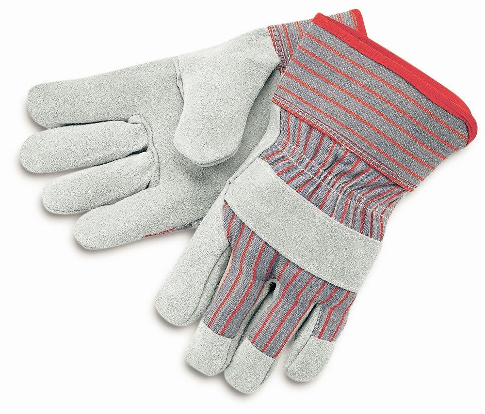 PROSELECT&reg; Grey Cowhide Leather General Duty Driver Gloves in Grey, Blue and Red 
