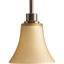 1 Light 100W Mini Pendant with Etched Light Umber Glass Antique Bronze