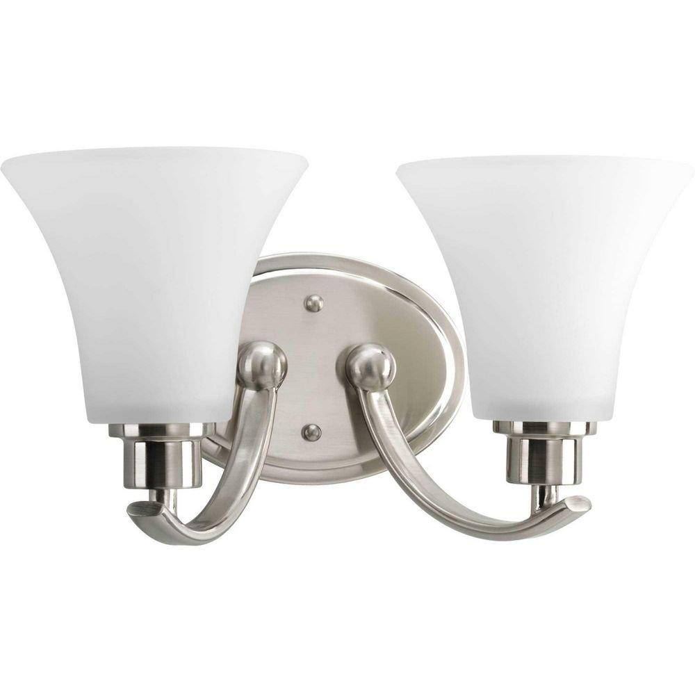 Progress Lighting Brushed Nickel 14 in. 100W 2-Light Bath Vanity Wall Light 
