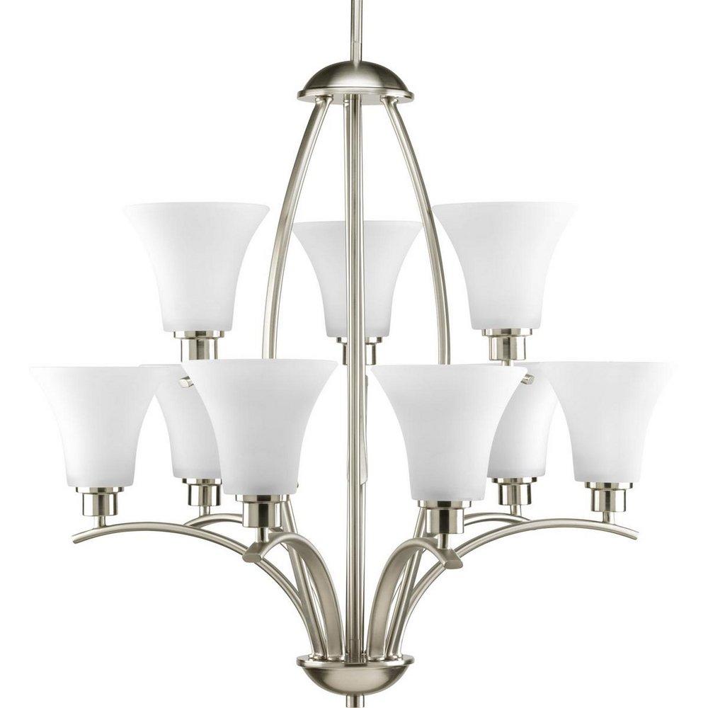 Progress Lighting Brushed Nickel 9 Light 100W Chandelier 