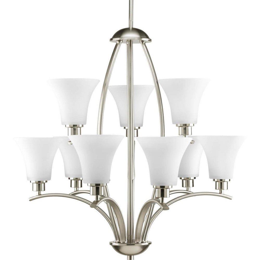 Progress Lighting Brushed Nickel 9 Light 100W Chandelier 