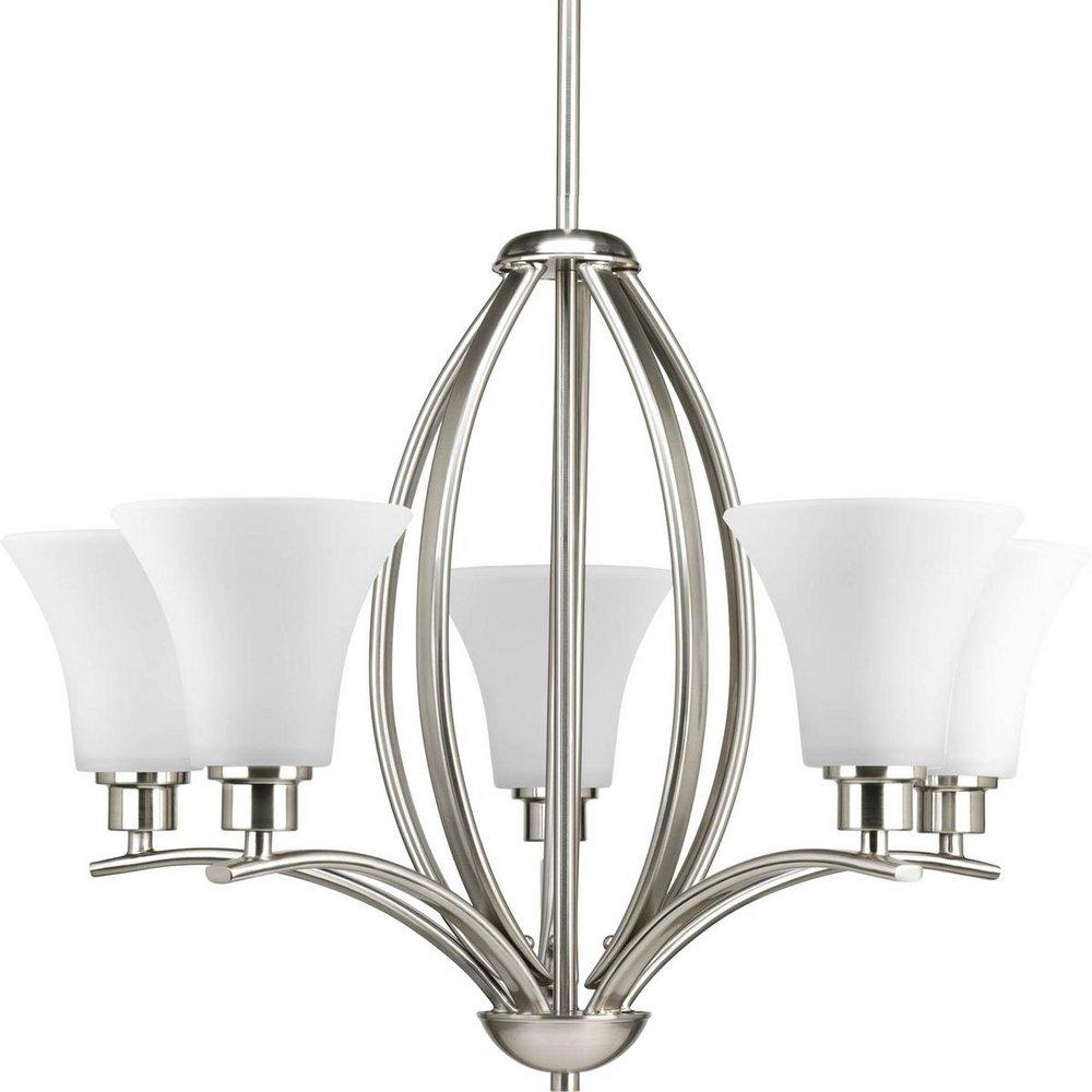 Progress Lighting Brushed Nickel 5 Light 100W Chandelier Fluted Glass 