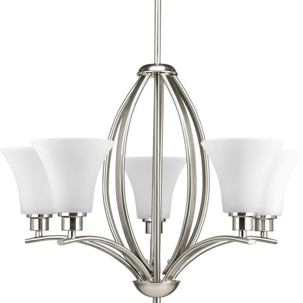 Progress Lighting Brushed Nickel 5 Light 100W Chandelier Fluted Glass 