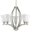 Progress Lighting Brushed Nickel 5 Light 100W Chandelier Fluted Glass 