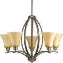 Progress Lighting Antique Bronze 5 Light 100W Chandelier Fluted Glass 