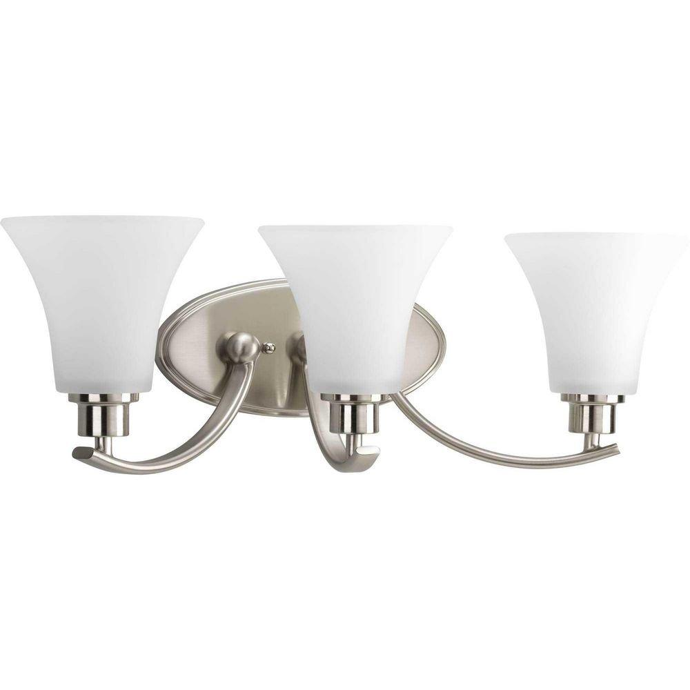 Progress Lighting Brushed Nickel 3 Light 100W Vanity Light Fixture 