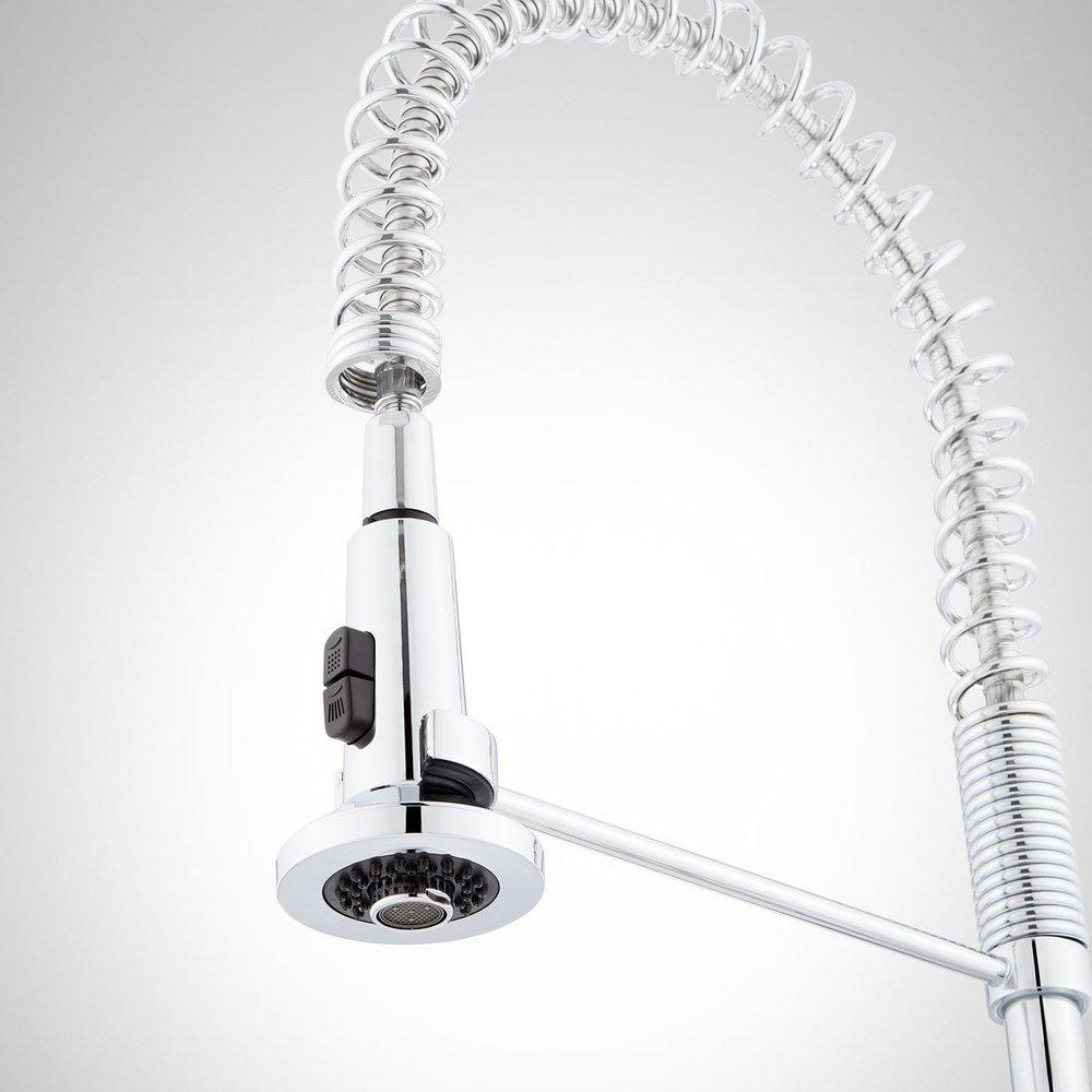 Signature Hardware Polished Chrome Single Handle Kitchen Faucet with Pull Down Spring Spout 