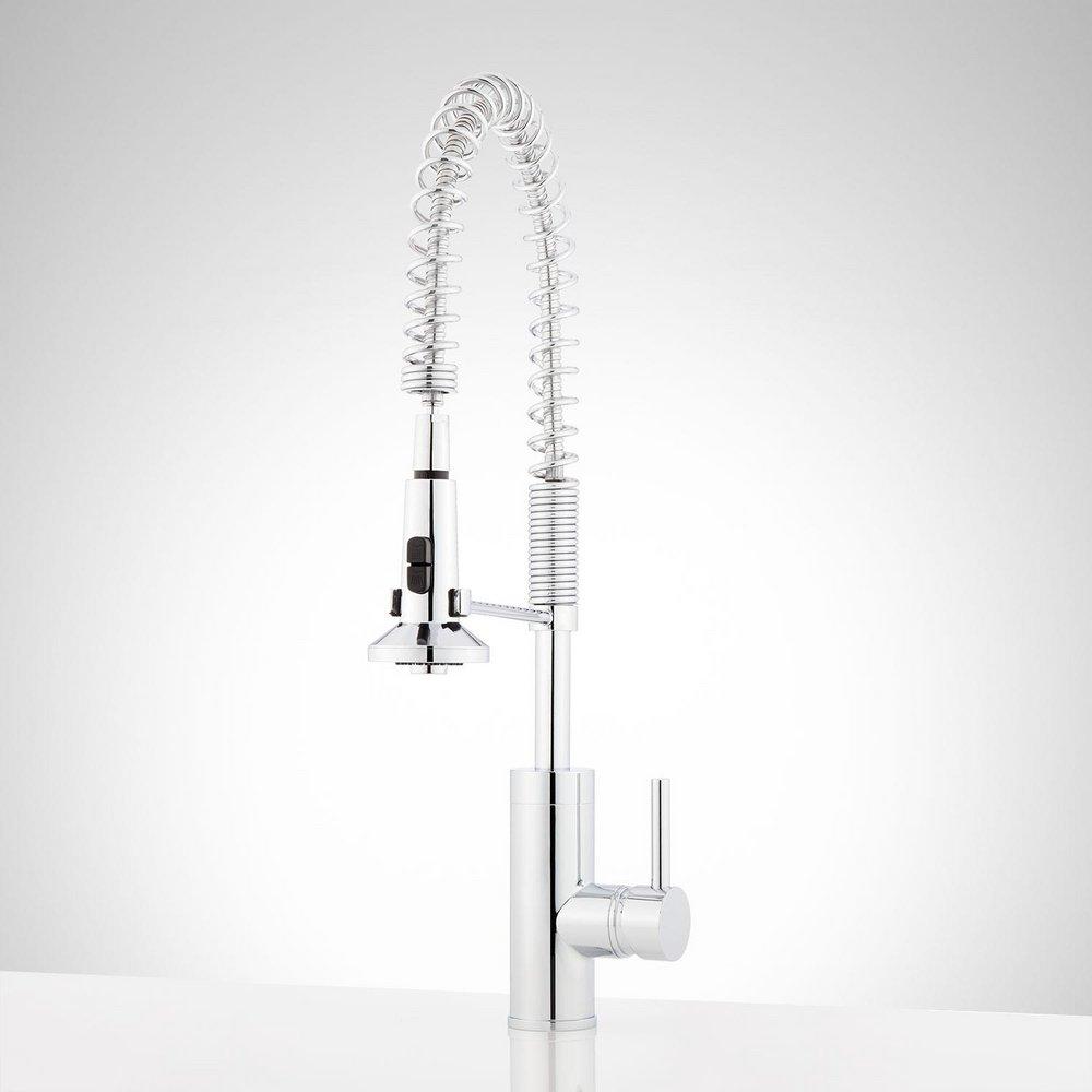 Signature Hardware Polished Chrome Single Handle Kitchen Faucet with Pull Down Spring Spout 