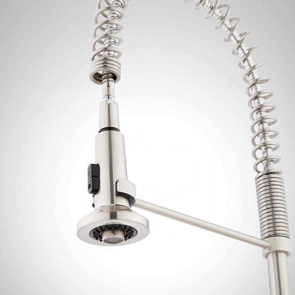 Signature Hardware Stainless Steel Single Handle Kitchen Faucet with Pull Down Spring Spout 