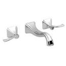 Two Handle Wall Mount Bathroom Sink Faucet in Polished Nickel - Natural