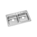 33 x 21-1/4 in. 3-Hole Stainless Steel Double Bowl Drop-in Kitchen Sink in Satin
