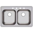 Dayton Satin 33 x 21-1/4 in. Stainless Steel Double Bowl Drop-in Kitchen Sink in Satin 