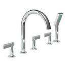 Newport Brass Polished Nickel - Natural 2 gpm 5-Hole Deckmount Roman Tub with Hand Shower Deck Trim with Triple Lever Handle 