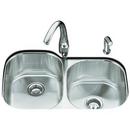 KOHLER Stainless Steel 31 x 17-5/8 in. Stainless Steel Double Bowl Undermount Kitchen Sink 