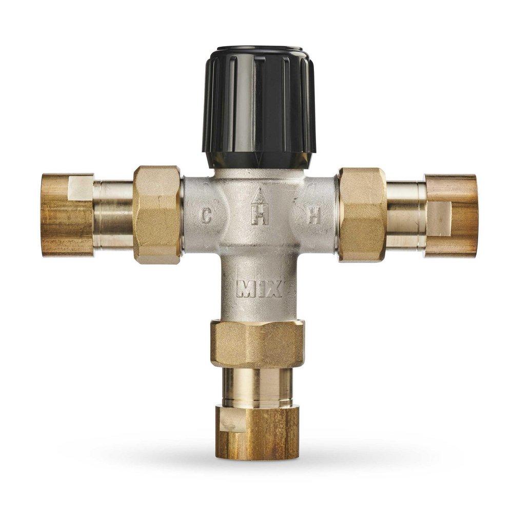 Resideo Metallic Union NPT Hydronic Mixing Valve Nickel Plated Brass, Rubber and Plastic 150 psi 