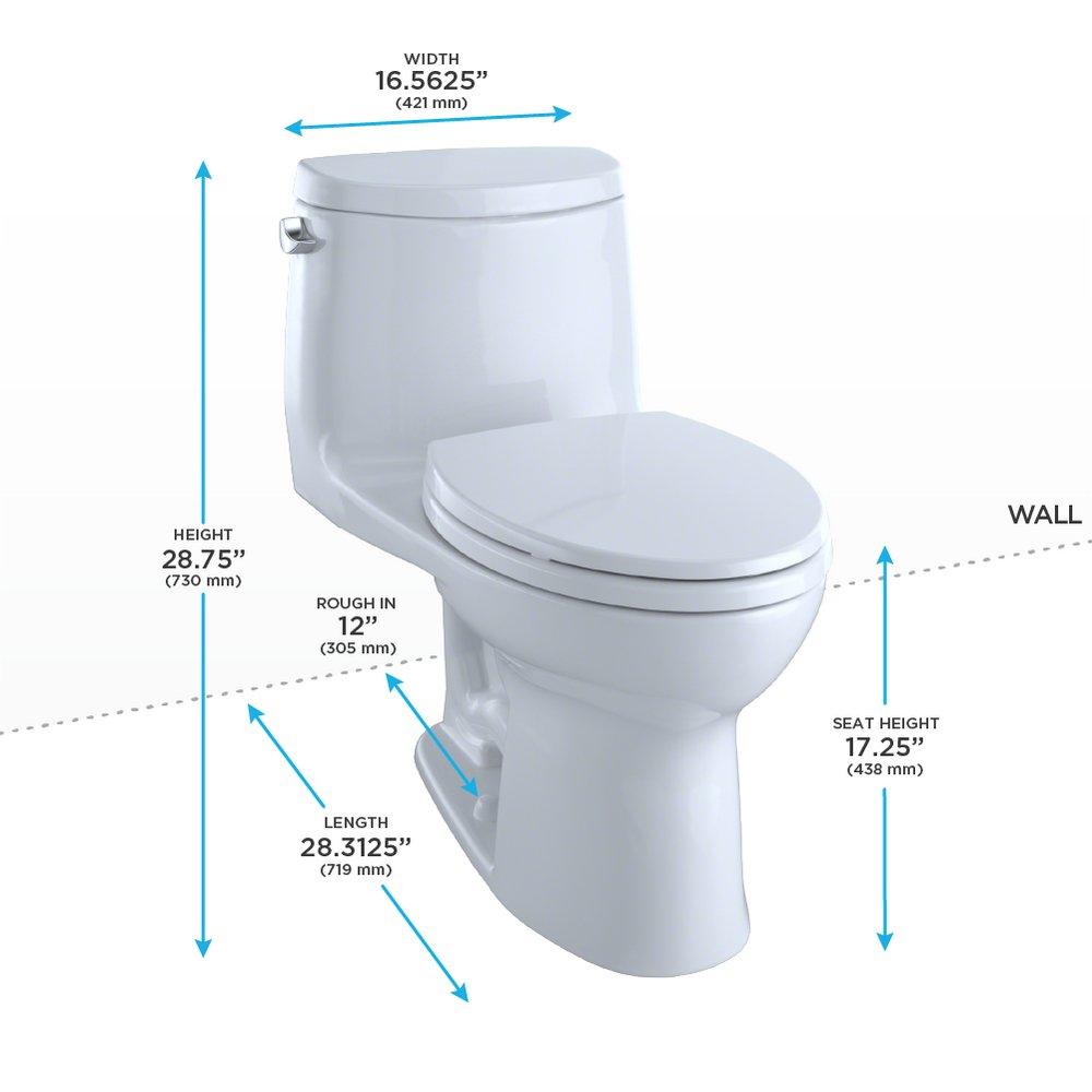 TOTO Cotton 1.28 gpf Elongated One Piece Toilet with Left-Hand Trip Lever 
