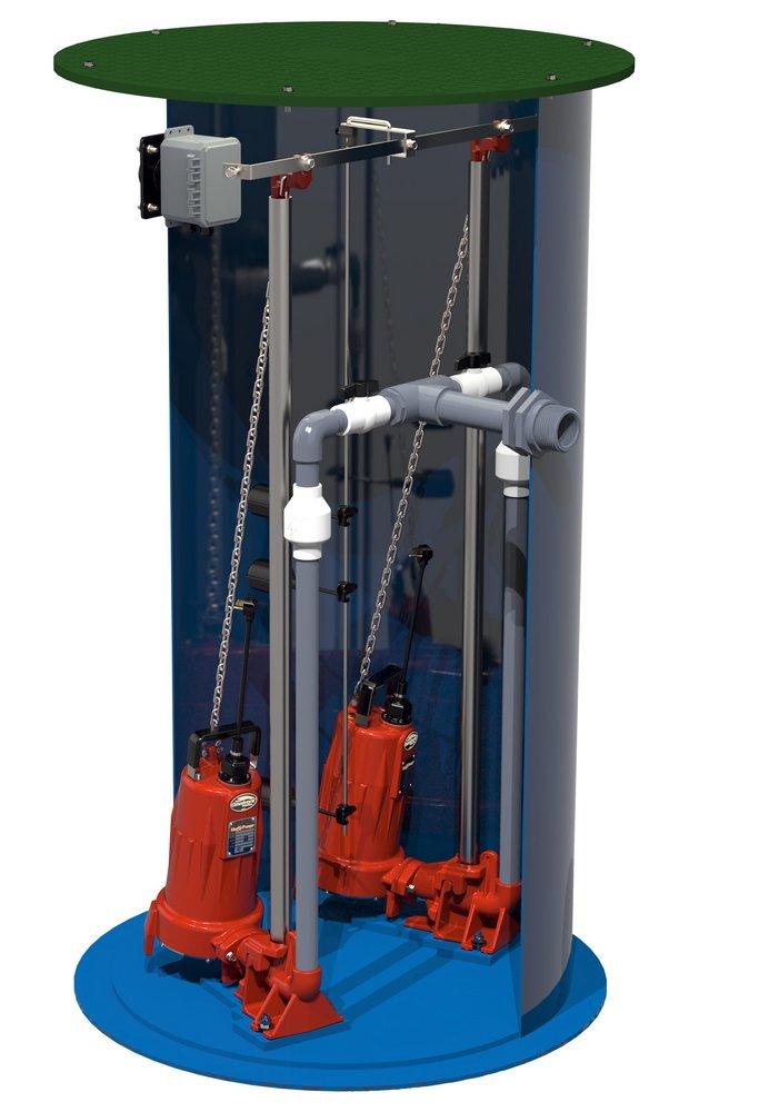 2 HP 36X72 Basin 208/230V 1 Stage Grinder Pump Package 