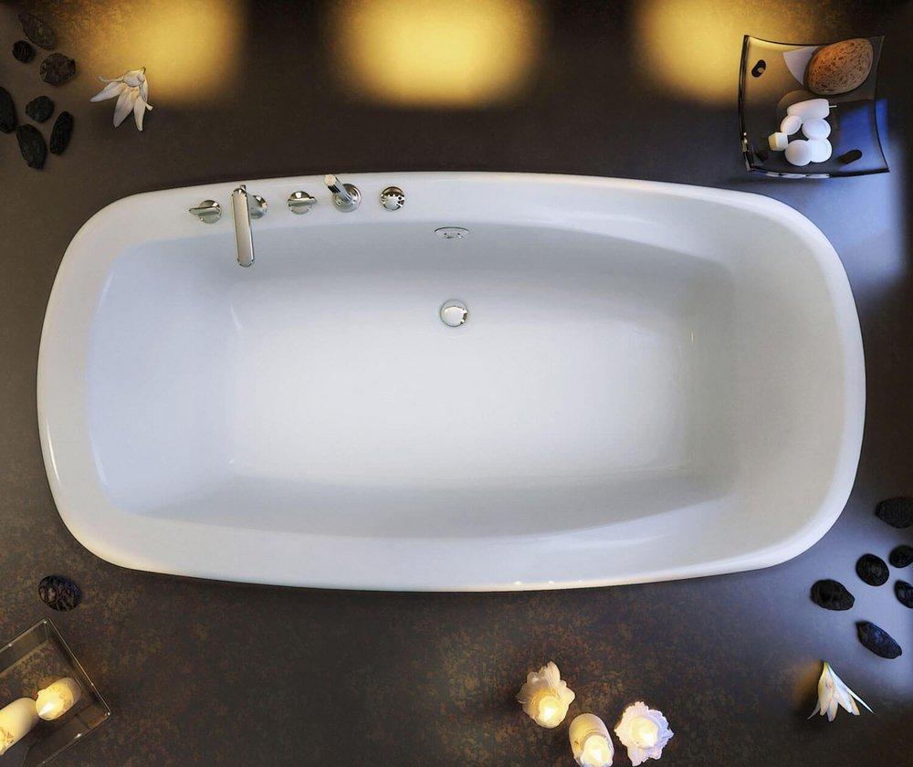 White 72 x 36 in. Drop-In Bathtub with Center Drain 