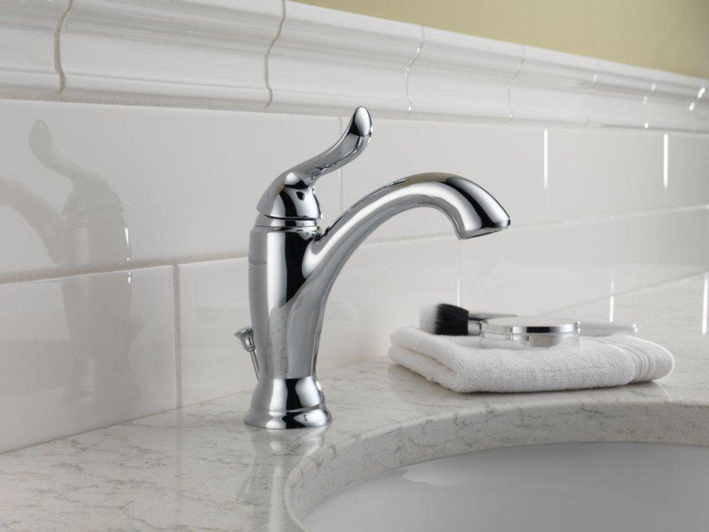 Delta Faucet Brilliance Champagne Bronze Single Handle Monoblock Bathroom Sink Faucet with Pop-Up Drain Assembly 