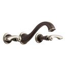Two Handle Wall Mount Widespread Bathroom Sink Faucet in Cocoa Bronze with Polished Nickel (Handles Sold Separately)