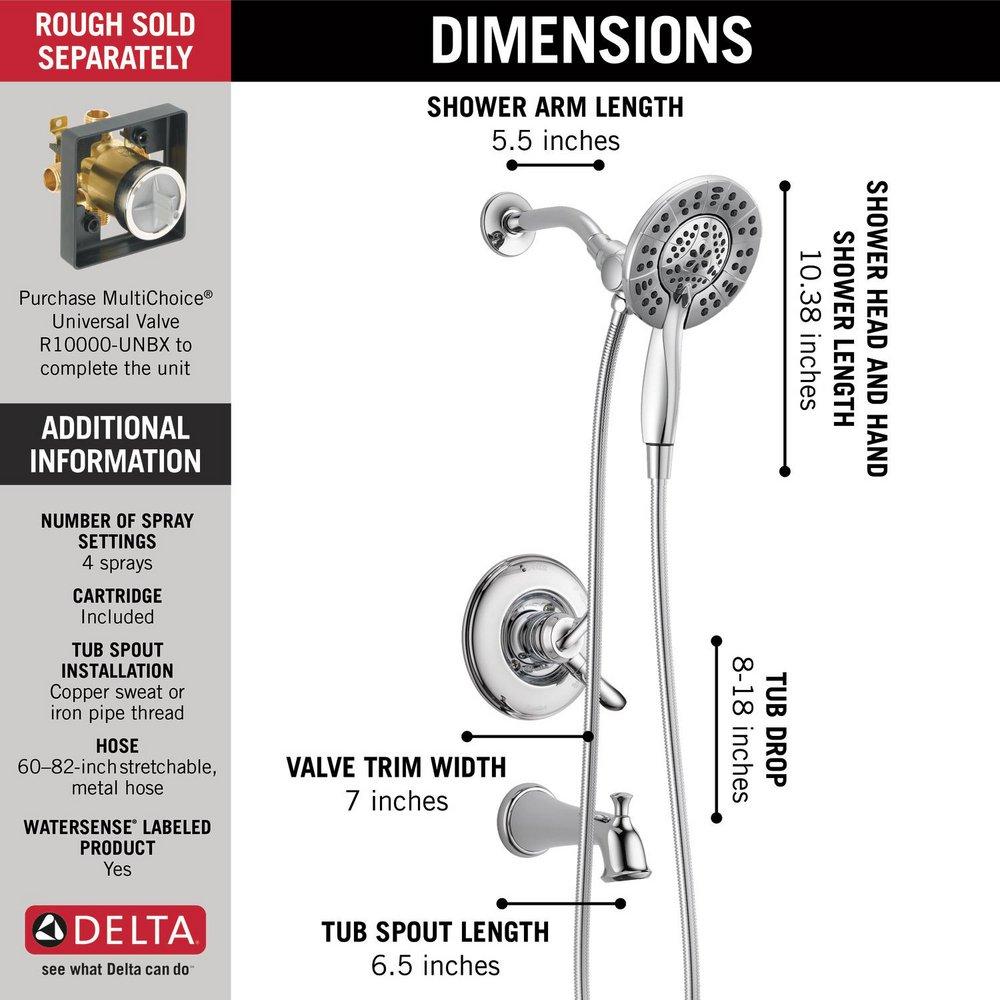Delta Faucet Chrome Two Handle Multi Function Bathtub & Shower Faucet (Trim Only) 