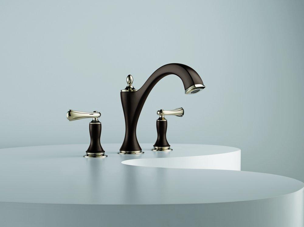 Brizo Cocoa Bronze/Polished Nickel No Handle Roman Tub Faucet Trim Only 