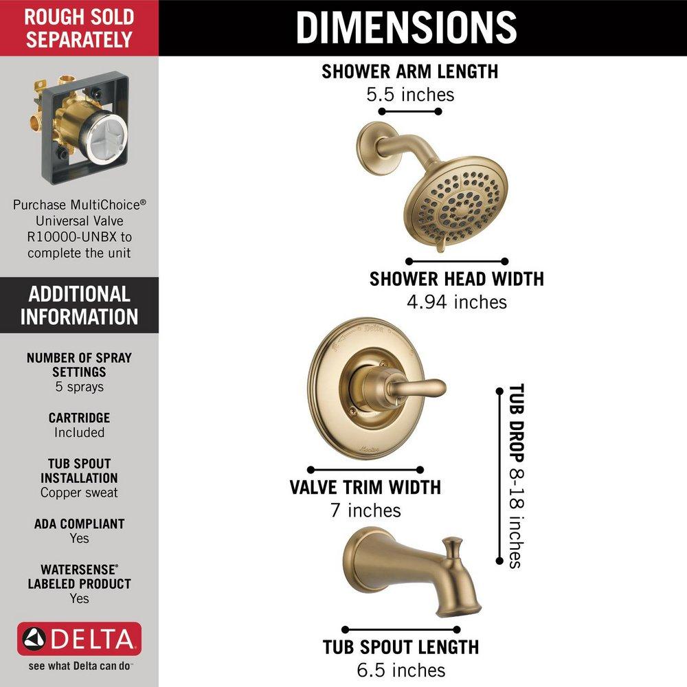 Delta Faucet Brilliance Champagne Bronze Single Handle Multi Function Bathtub & Shower Faucet (Trim Only) 