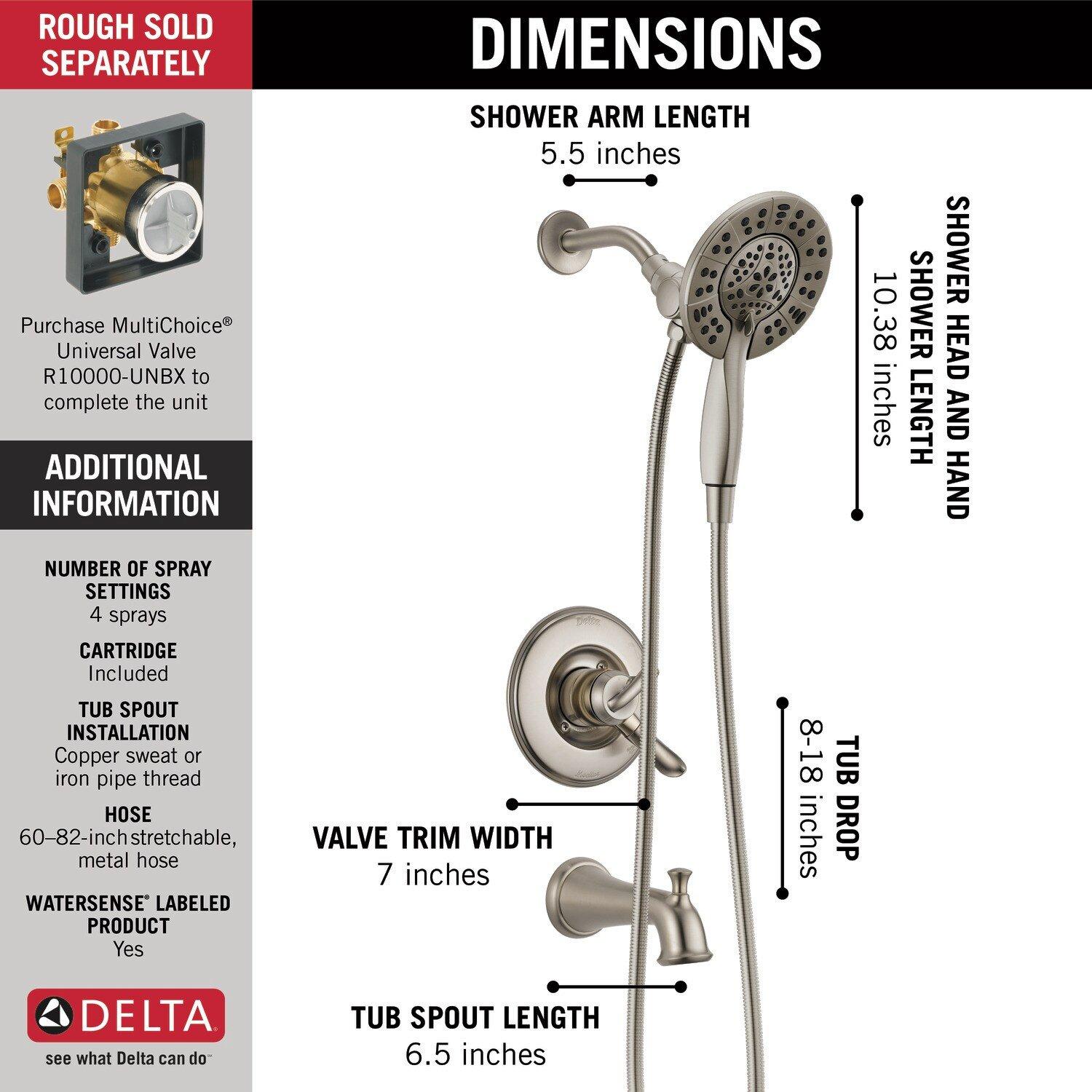 Delta Faucet Brilliance Stainless Two Handle Multi Function Bathtub & Shower Faucet (Trim Only) 